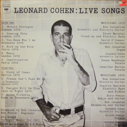 Leonard Cohen — Live Songs cover