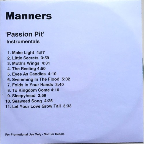 Passion Pit — Manners cover
